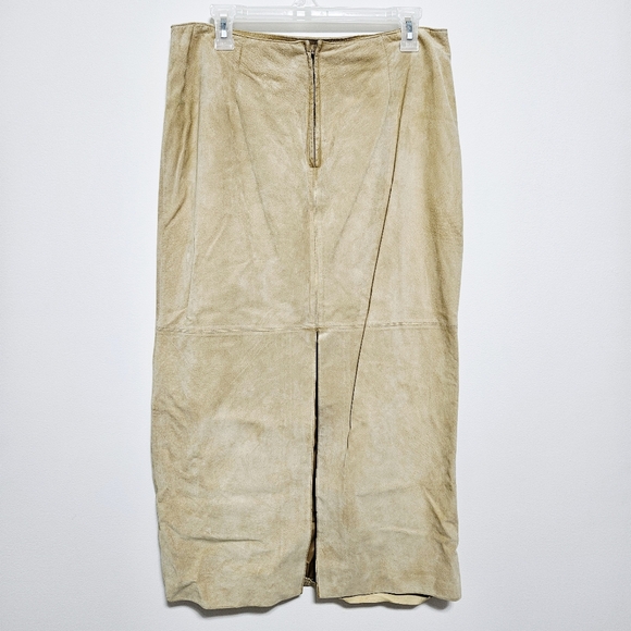 NWOT Valerie Womens 100% Leather Maxi Skirt Back Slit Western Cowgirl A-Line LP - Picture 5 of 16